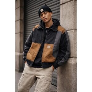 Carhartt Reworked EJ001 Jacket Black M Patchwork Upcycled Workwear Streetwear